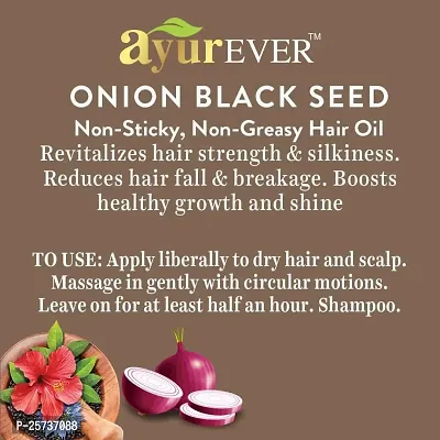 AYUREVER Red Onion Black Seed Oil - 200 ml with Onion Conditioner - 300 ml Combo Pack (Blackseed200+Conditioner)-thumb5