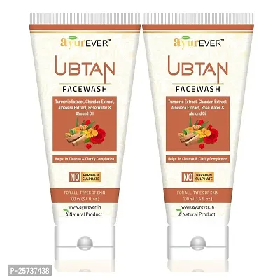 AyurEver Ubtan Face Wash (100ml) | Extract Turmeric, Chandan  Aloevera | Rose Water  Almond Oil | For All Type of Skin (Pack of 2)