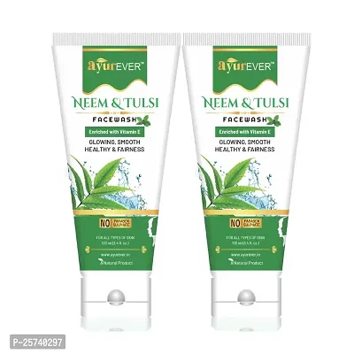 AyurEver Neem  Tulsi Face Wash Enriched With Vitamin E | For Glowing, Smooth, Healthy  Fairness | Face Wash (2x100ml) Pack of 2