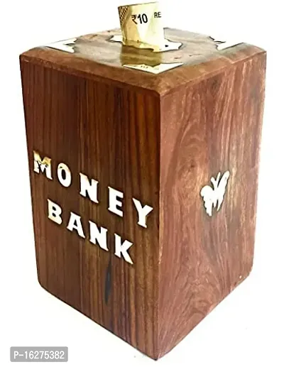 Wooden Money Bank For Kid  and Adults with Lock Gifts for Boys, Girls Rectangular Shape Saving  Piggy Bank | Coin Box.-thumb0