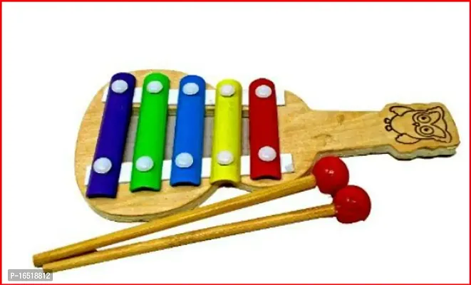 Guitar Xylophone, Musical Toy for Kids with Child Safe Mallets, Best Educational Development Musical Kid Toy as Best Holiday/Birthday Gift for Your Mini Musicians, 5 Knocks Xylophone-thumb2