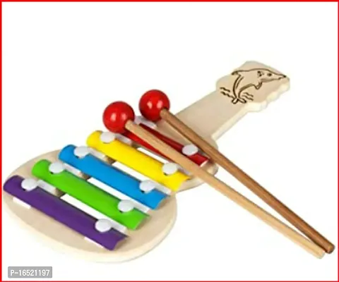 Wooden Xylophone Guitar Shaped Musical Toy for Children with 5 Note Small Pack of 1 FOR KIDS-thumb0