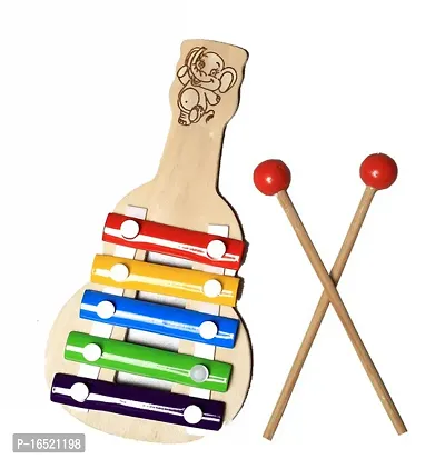 Wooden Xylophone Guitar Shaped Musical Toy for Children with 5 Note Small Pack of 1 FOR TODDLERS
