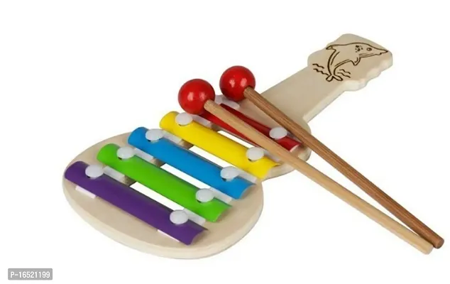 Wooden Xylophone Guitar Shaped Musical Toy for Children with 5 Note Small Pack of 1 MUSIC PLAY-thumb0