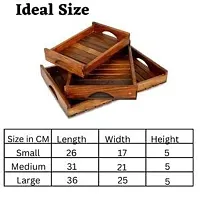 Wooden Serving Trays with Handle ndash; Set of 3 ndash; Large, Medium and Small Serving Trays - for Breakfast, Coffee Table-thumb2