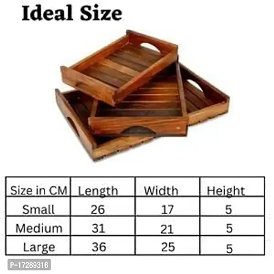 Wooden Serving Trays with Handle ndash; Set of 3 ndash; Large, Medium and Small Serving Trays - for Breakfast, Coffee Table-thumb3