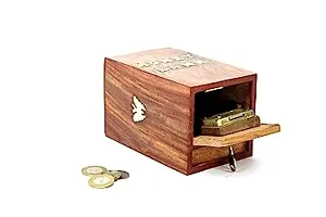 Wooden Money Bank / Gullak / Money Box - Rectangular Shape with Musical Infant Toy, / Dugi Dugi Rattle Sweet Cuddle Infant of JhunJhuna ( wooden )-thumb2