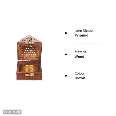 Wish Online Handmade Wooden Incense Sticks Holder Wooden Pyramid Incense Box Fragrance Stand Holder Agarbati Dhoop Loban Burner Box-thumb2