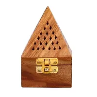 Wish Online Handmade Wooden Incense Sticks Holder Wooden Pyramid Incense Box Fragrance Stand Holder Agarbati Dhoop Loban Burner Box-thumb3