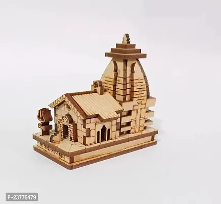 Wish Online Kedarnath Temple 3D Miniature Kedarnath Mandir Shree Kedarnath Dham, Lord ShivJi Car Deshboard,Home, Office, Decorative Wooden Showpiece - Brown, White