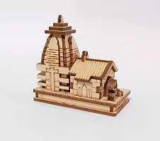 Wish Online Kedarnath Temple 3D Miniature Kedarnath Mandir Shree Kedarnath Dham, Lord ShivJi Car Deshboard,Home, Office, Decorative Wooden Showpiece - Brown, White-thumb1