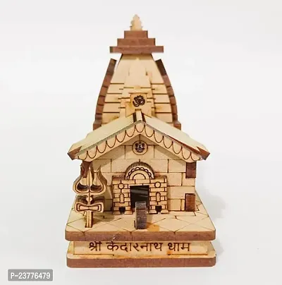 Wish Online Kedarnath Temple 3D Miniature Kedarnath Mandir Shree Kedarnath Dham, Lord ShivJi Car Deshboard,Home, Office, Decorative Wooden Showpiece - Brown, White-thumb3