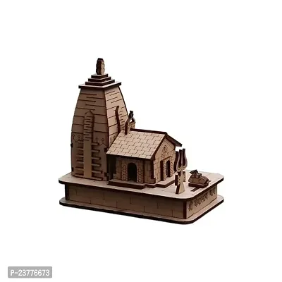 Wish Online Wooden Hand Carved 3D Kedarnath Temple, Big Size, Brown Kedarnath ji Temple Decorative Showpiece