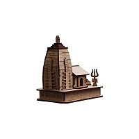 Wish Online Wooden Hand Carved 3D Kedarnath Temple, Big Size, Brown Kedarnath ji Temple Decorative Showpiece-thumb2