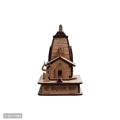 Wish Online Wooden Hand Carved 3D Kedarnath Temple, Mandir | Wooden Temple | Wooden Miniature with Double-Sided Tape for Car Dashboard-thumb3