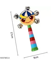 Toys Colourful Wooden Baby Rattle Toy - Hand Crafted Rattle Set for Kids - Musical Toy for Newly Born Color May Very (Face Rattle )-thumb3