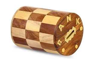 Wooden Money Bank Chess Print Round Shape Piggy Bank | Money Bank for Kids and Adult Gifts for Kids, Girls.-thumb1