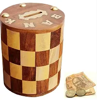 Wooden Money Bank Chess Print Round Shape Piggy Bank | Money Bank for Kids and Adult Gifts for Kids, Girls.-thumb3