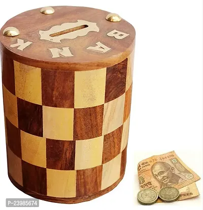 Wooden Money Bank Chess Print Round Shape Piggy Bank | Money Bank for Kids and Adult Gifts for Kids, Girls.-thumb4