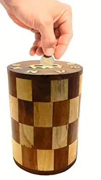 Wooden Money Bank Chess Print Round Shape Piggy Bank | Money Bank for Kids and Adult Gifts for Kids, Girls Coin Saving Box , 5 Inches-thumb2