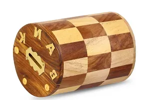 Wooden Money Bank in Round Shape  Chess Look for Coin Saving Box Gifts for Kids, Girls, Boys  Adults  1 Pc.-thumb3