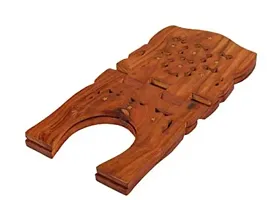 Wooden Book Holder Display Stand Folding Religious Prayer Free Reading Stand with Intricate Carvings, Rehal for Religious Holy Books 12 Inch-thumb1