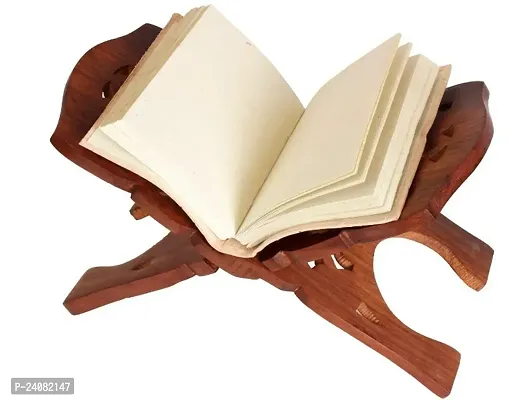 Book Stand Wooden Sheesham Wooden Polished Folding Holy Book Stand, Rehal Reading Book Rest with Intricate Hand Carving 12Inch-thumb3