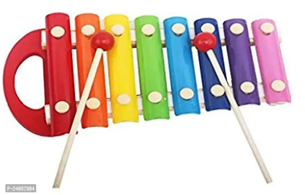 Wooden Framed Xylophone 8 Notes| Baby Musical Toy | Wooden Xylophone with 8 Notes for Kids with Handle (Pack of 1)