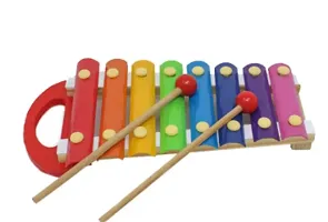 Wooden Framed Xylophone 8 Notes| Baby Musical Toy | Wooden Xylophone with 8 Notes for Kids with Handle (Pack of 1)-thumb1