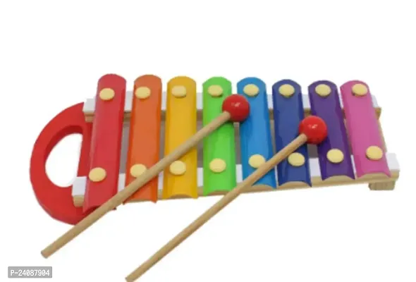 Wooden Framed Xylophone 8 Notes| Baby Musical Toy | Wooden Xylophone with 8 Notes for Kids with Handle (Pack of 1)-thumb2