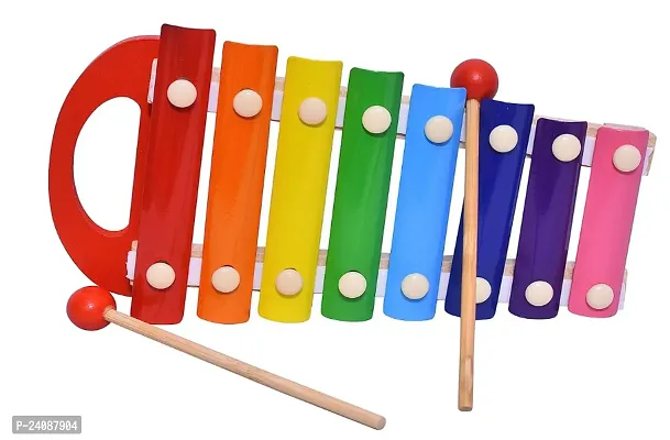 Wooden Framed Xylophone 8 Notes| Baby Musical Toy | Wooden Xylophone with 8 Notes for Kids with Handle (Pack of 1)-thumb3