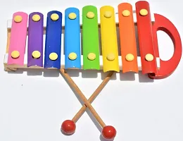 Wooden Xylophone Kids First Musical Sound Instrument with Metal Keys  Wooden Stick- Multicolour Wooden Musical Toy with 8 Notes- Gift for Girls  Boys-thumb1