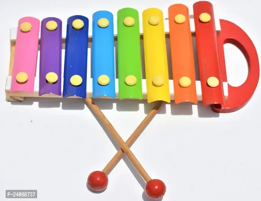 Wooden Xylophone Kids First Musical Sound Instrument with Metal Keys  Wooden Stick- Multicolour Wooden Musical Toy with 8 Notes- Gift for Girls  Boys-thumb2