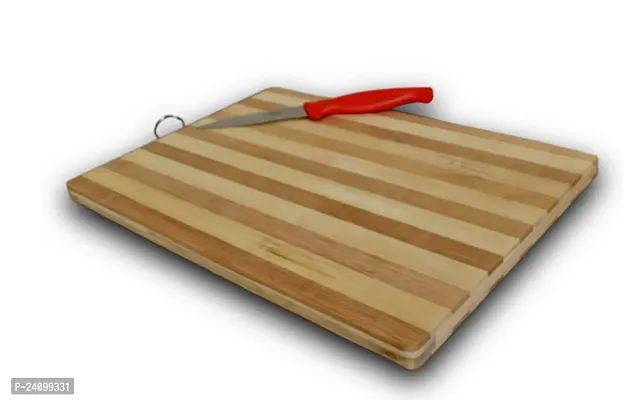 Cutting Board | Wooden Slicing  Kitchen Chopping Board with Steel Hook for Hanging Fruits Vegetables (Brown) (29x20 cm)