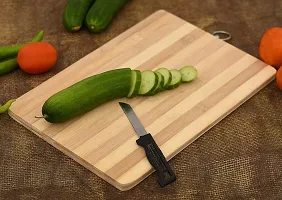 Cutting Board | Wooden Slicing  Kitchen Chopping Board with Steel Hook for Hanging Fruits Vegetables (Brown) (29x20 cm)-thumb1