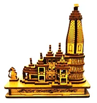 Wish Online Wooden Hand Carved Temple Shri Ram Mandir Ayodhya 3D Decorative Showpiece Wood Temple for Gift Replica Wooden Engineered Home for CAR Dashboard-thumb3