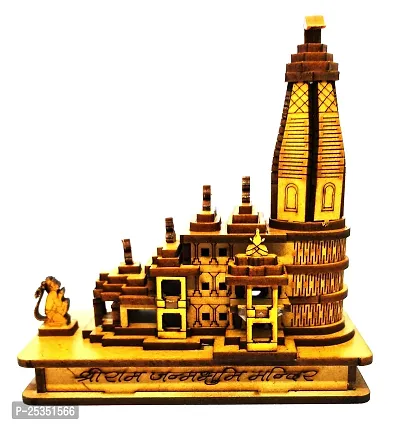 Wish Online Wooden Hand Carved Temple Shri Ram Mandir Ayodhya 3D Decorative Showpiece Wood Temple for Gift Replica Wooden Engineered Home for CAR Dashboard-thumb4