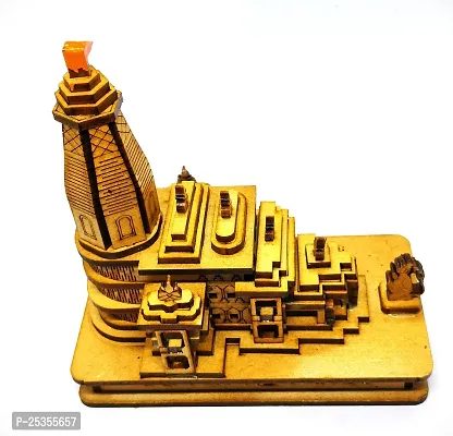 Wish Online  RAM MANDIR 3D Model Engineered Wood Home Temple Wooden Multi use CAR Dashboard Ideal for Home Decor, Temple and Best Gift