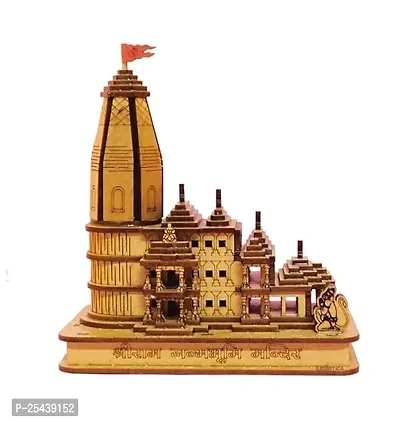 Wish Online Shree Ram Mandir Ayodhya Model Temple  12*6*12 Cm Very Beautifully Hand Crafted MDF Polished Board for Car Dash Board, Office, Study, Table, Gift, etc (Medium)