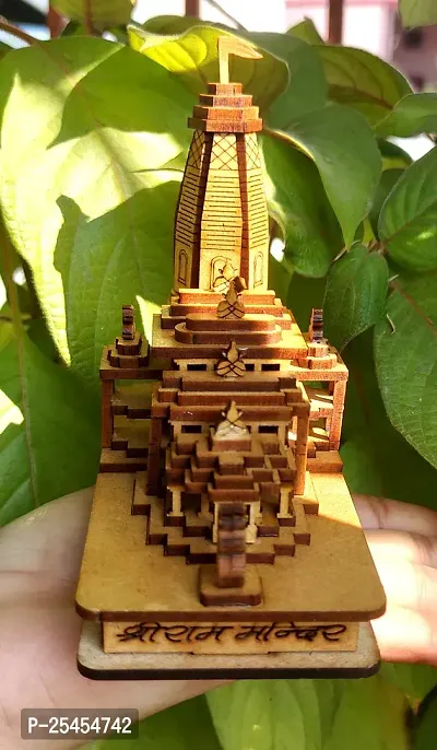 Wish Online Shri Ram Mandir | MDF Wood Temple | 3D Miniature | Decoration Wooden Showpiece for Home, Office