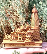 Wish Online Shri Ram Mandir | MDF Wood Temple | 3D Miniature | Decoration Wooden Showpiece for Home, Office-thumb1