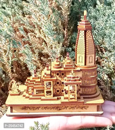 Wish Online Shri Ram Mandir | MDF Wood Temple | 3D Miniature | Decoration Wooden Showpiece for Home, Office-thumb2