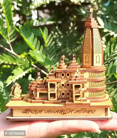 Wish Online Shri Ram mandir Ayodhya 3D Wood Tempal for Home Decoration, Office Ram Mandir 3D Model, Brown-thumb0