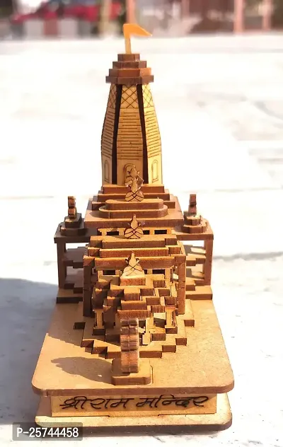 Wish Online Shri Ram mandir Ayodhya 3D Wood Tempal for Home Decoration, Office Ram Mandir 3D Model, Brown-thumb3