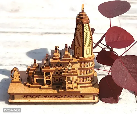 Wish Online Shri Ram mandir Ayodhya 3D Wood Tempal for Home Decoration, Office Ram Mandir 3D Model, Brown-thumb4