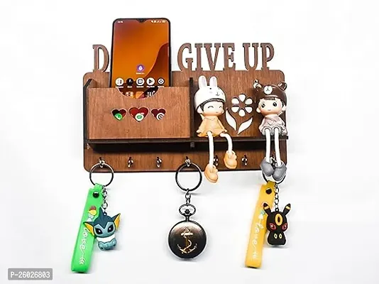 Wish Online Key Holder for Home Wall Stylish Don't Give Up Design with Pen and Key Holder Stand Wooden for Home