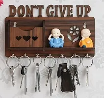 Wish Online Key Holder for Home Wall Stylish Don't Give Up Design with Pen and Key Holder Stand Wooden for Home-thumb2