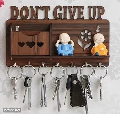 Wish Online Key Holder for Home Wall Stylish Don't Give Up Design with Pen and Key Holder Stand Wooden for Home-thumb3