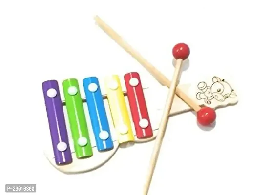 Wooden Musical Instrument Xylophone Toys for Kids ,with 5 Note with 2 Sticks  (Multicolor)-thumb2