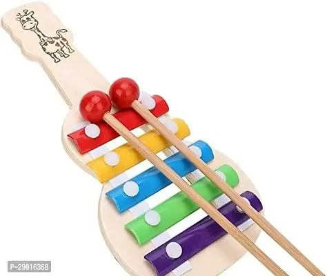 Guitar Xylophone for Kids, Wooden Xylophone Toy with 5 Knocks Child Safe Mallets for Educational  Preschool Learning ( Length : 9 Inch )